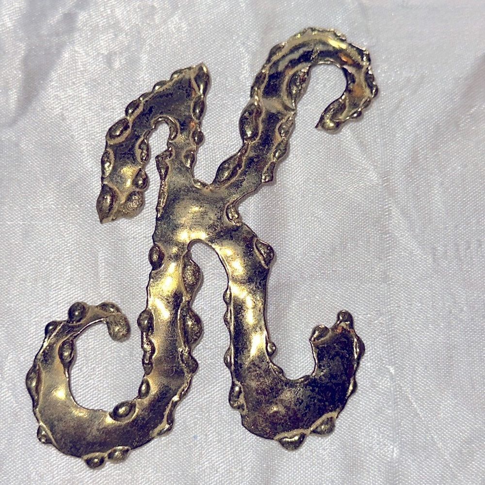 Vintage‎ hammered brass “K”